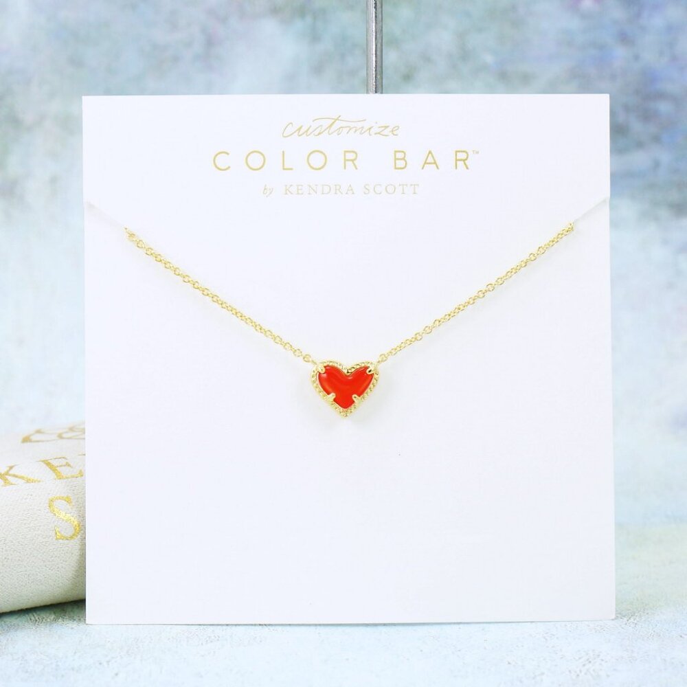 Kendra Scott Ari Heart Red Illusion necklace Gold Plated